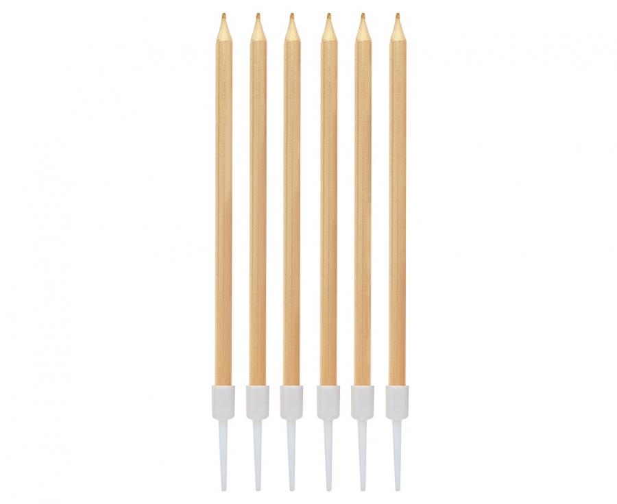 Świeczki B&C metaliczne jasnozłote 13,5x0,4cm 6szt BH-SMJZ GoDan